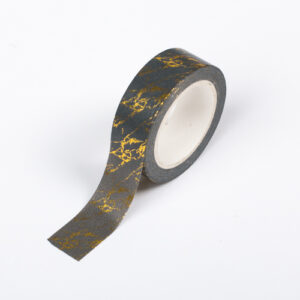 ANTHRACITE & GOLD MARBLE washi tape for crafts & home decor 15mm x 10m