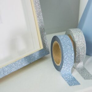GLITTER BLUE washi tape for crafts & home decor 15mm x 5m