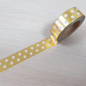 SPOTS GOLD & WHITE washi tape for crafts & home decor 15mm x 10m
