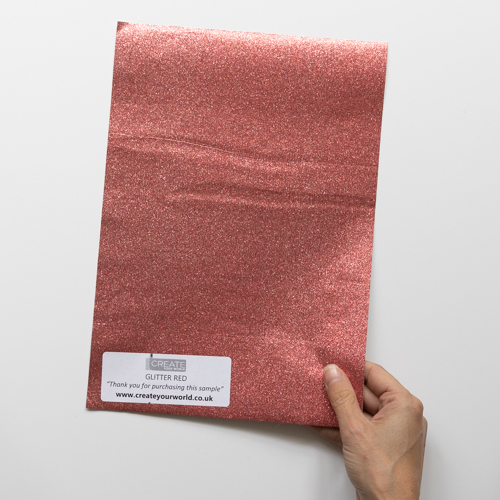 Dc fix Glitter Red Sticky Back Plastic Vinyl Wrap Film Sample