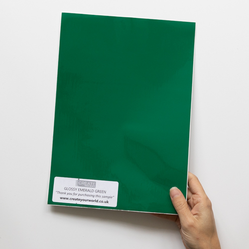 Dc fix Glossy Emerald Green Sticky Back Plastic Vinyl Wrap Film Sample