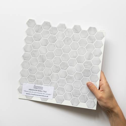 Hexagon Marble Grey 3D Tile Sticker Sample