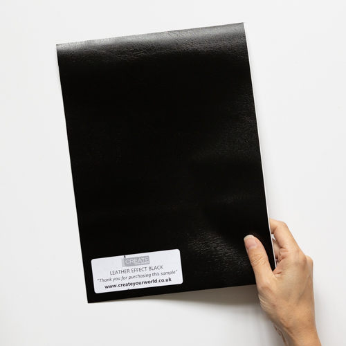 Dc fix Leather Effect Black Sticky Back Plastic Vinyl Wrap Film Sample