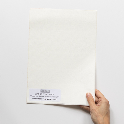Dc fix Leather Effect White Sticky Back Plastic Vinyl Wrap Film Sample