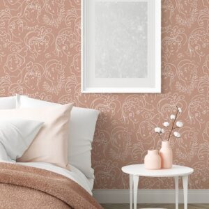 Ladies Who Lunch Terracotta Nu Peel and Stick Wallpaper