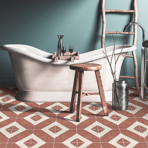 Quadrostyle SALON IN RED EARTH Wall & Floor Vinyl Tile Stickers 30 x 30cm