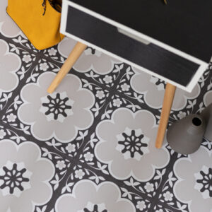 Floor Pops DAPHNE BLACK Peel and Stick Vinyl Floor Tiles 30.48cm x 30.48cm