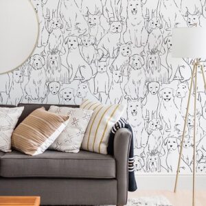 Nu Wallpaper PAWS ON BLACK AND WHITE Peel and Stick Wallpaper 52.07cm x 5.49m