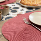 Dc fix MINERAL RED Eco-line Wipe Clean Oval Weave Placemats Set of 4