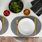 Dc fix STEEL GREY Eco-line Wipe Clean Oval Weave Placemats Set of 4