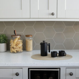 Wall Pops HEXAGON BEIGE Self-Adhesive Premium Vinyl Wall Tiles 14.98cm x 17.19cm