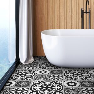 Floor Pops VALENCIA CHARCOAL Large Peel and Stick Vinyl Floor Tiles 30.5cm x 60.96cm