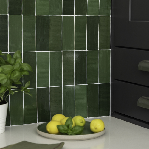 ZELLIGE BOTTLE GREEN 500PX (4) Quadrostyle ZELLIGE BOTTLE GREEN Glossy Vinyl Stickers 24cm(H) 30cm(W)