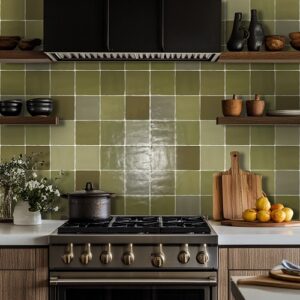 Quadrostyle ZELLIGE OLIVE Glossy Vinyl Stickers 30cm(H) 30cm(W)