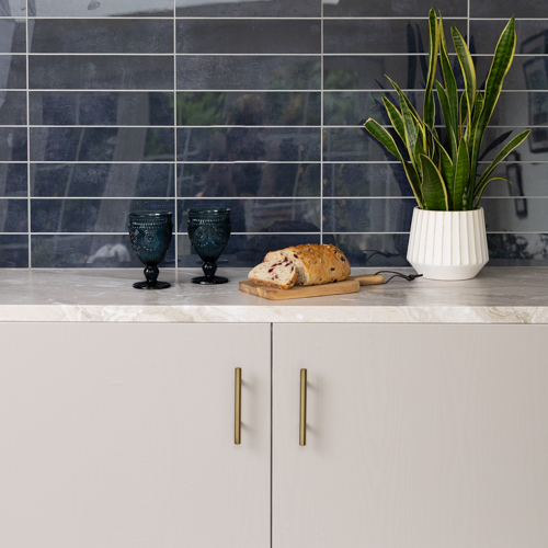 1ANTHRACITEGREYLARGEPREMIUM d-c-fix Glossy Stacked Anthracite Grey Large 29.6 x 28.8cm Premium Self-adhesive Vinyl Wall Tiles